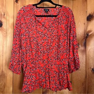 a.n.a Women's Vibrant Red Patterned Blouse